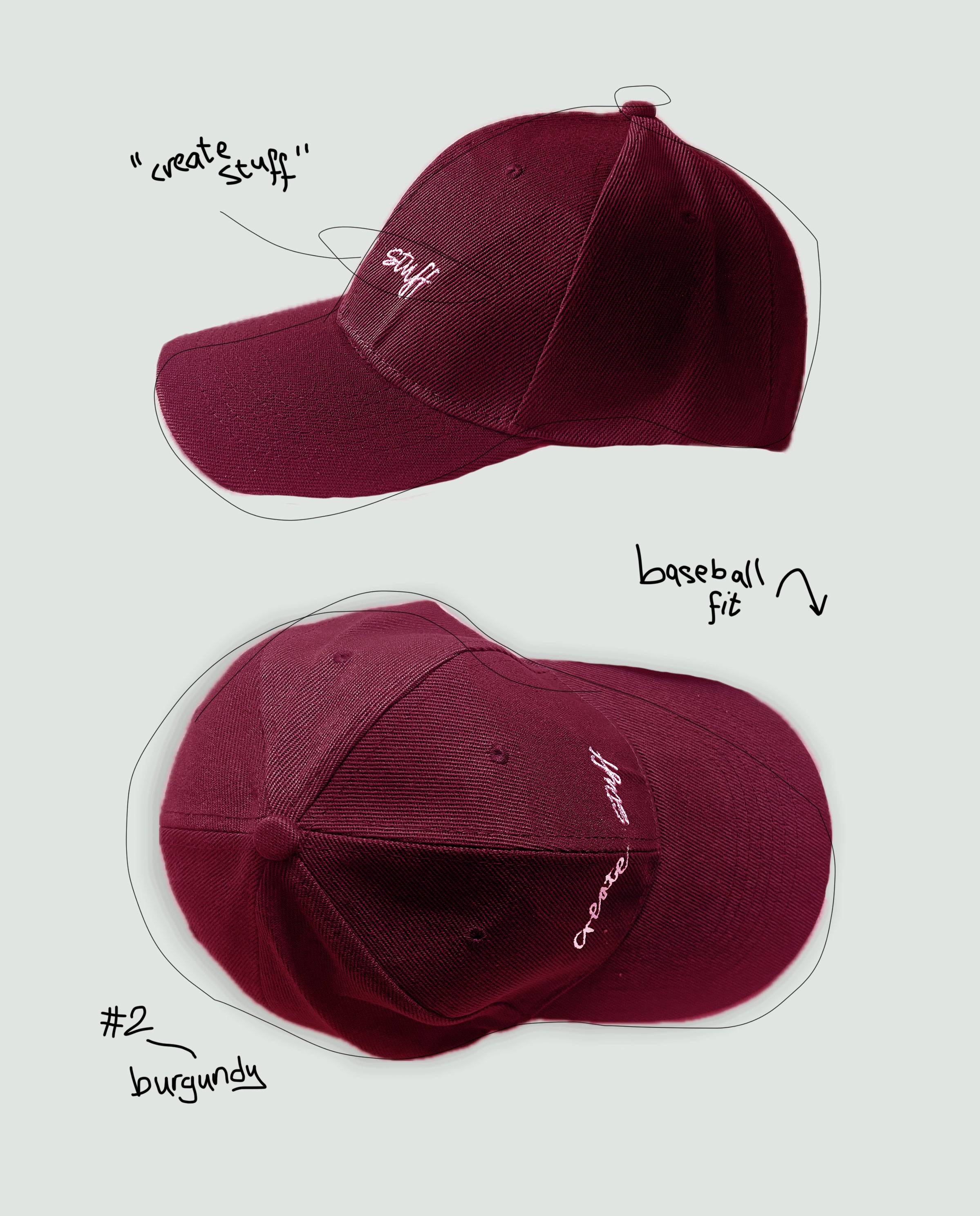 Burgundy "Create Stuff" Cap